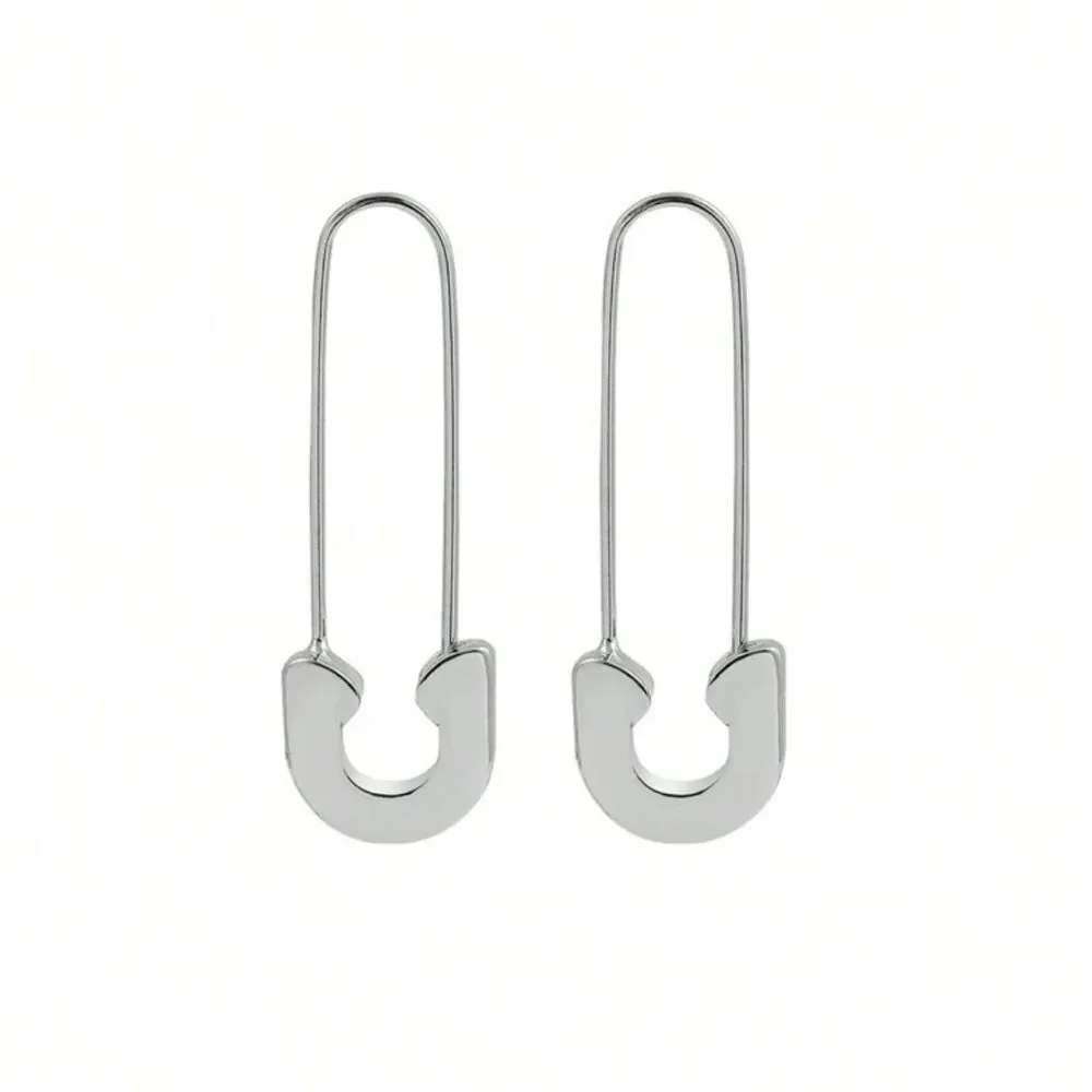 Silver Paperclip Earrings - Picture 1 of 5
